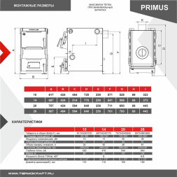 Котел твердотопливный PRIMUS 14 с плитой